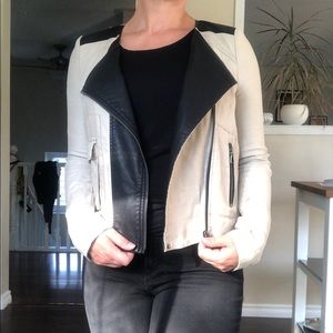 Zara Trafaluc Linen and Faux leather fall jacket